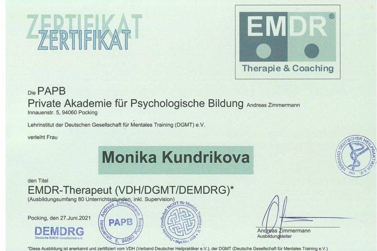 Zertifikat für EMDR